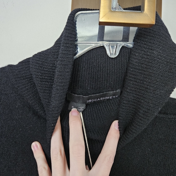 360 Cashmere Black Ivana Cold Shoulder Cashmere Sweater Dress NWT Size Small - Picture 8 of 12